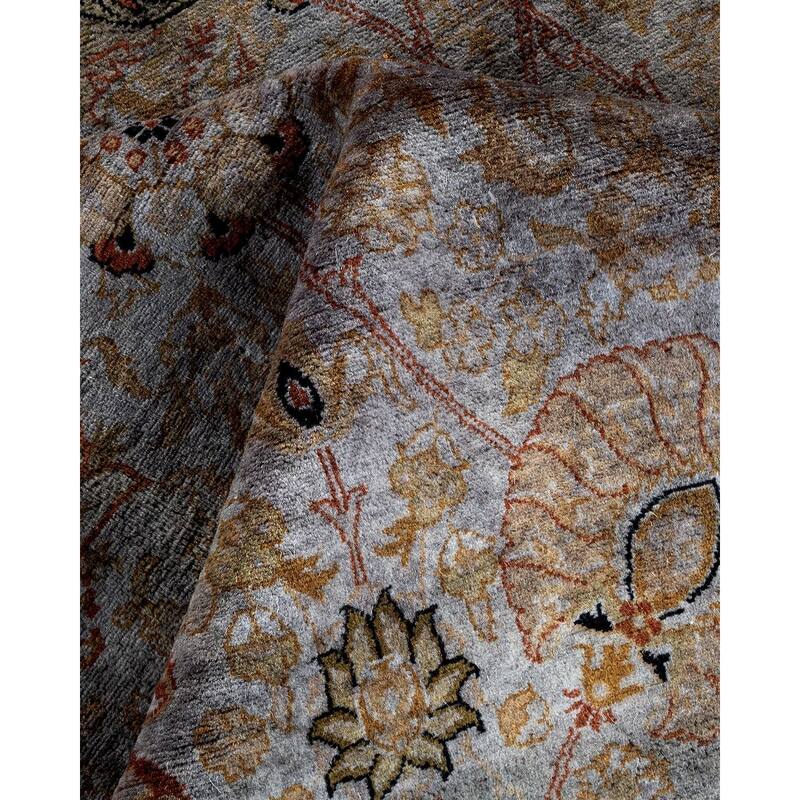 Overton Hand Knotted Wool Vintage Inspired Modern Contemporary Overdyed Gray Area Rug - 6' 2" x 9' 4"
