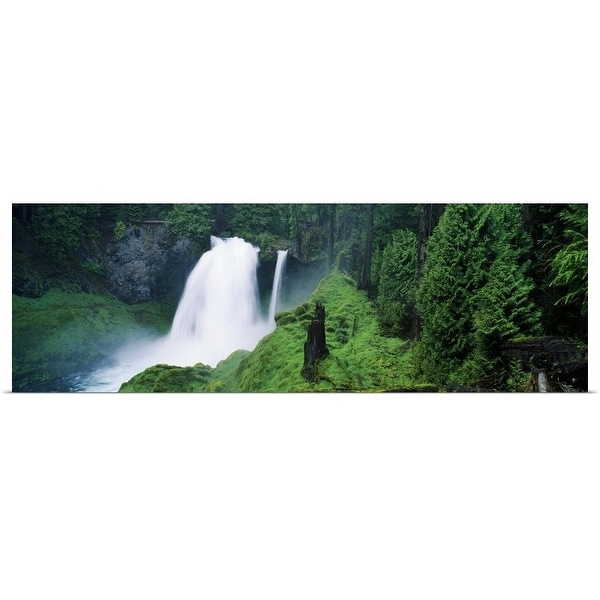 "Waterfall in lush green forest" Poster Print