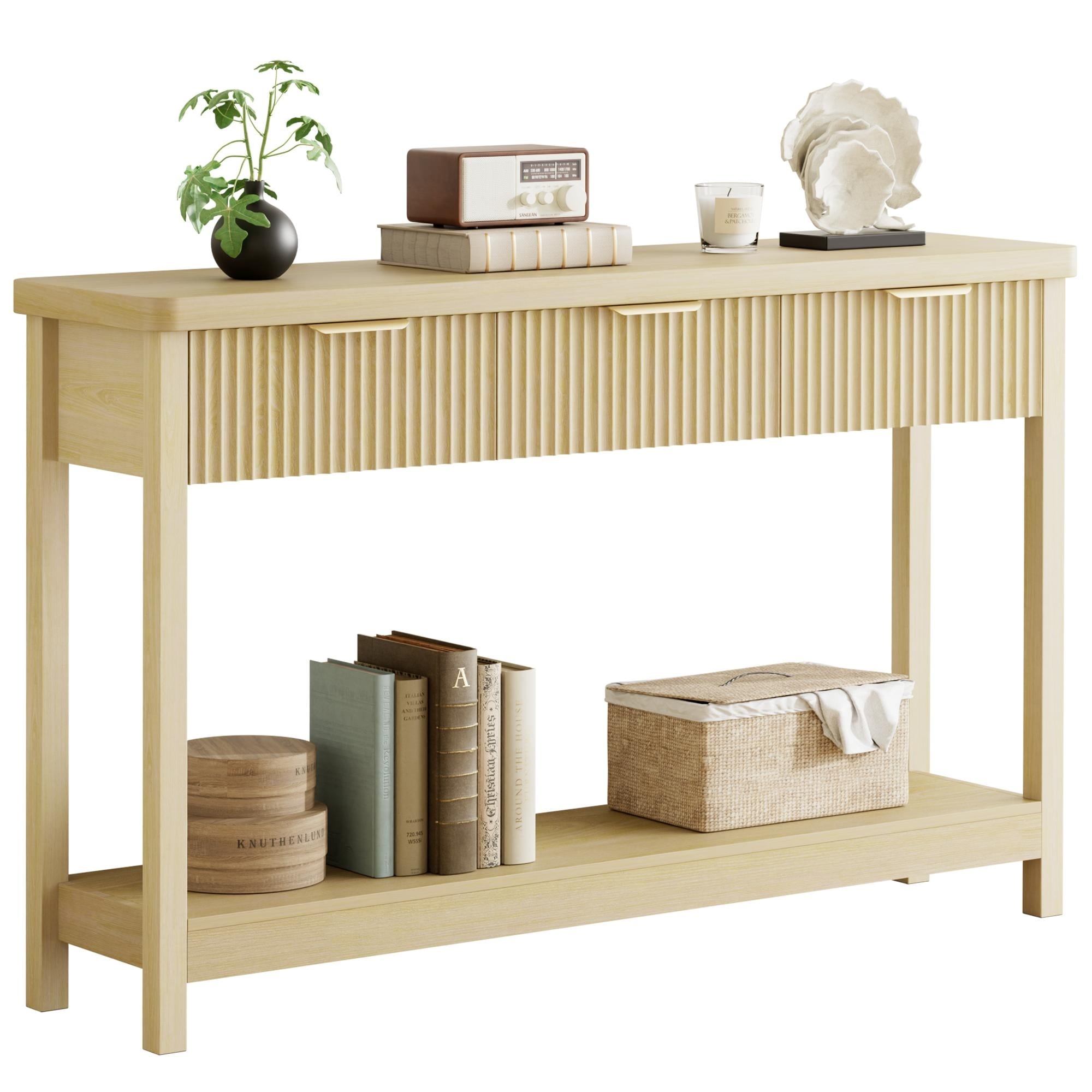 51"Wood Console Sofa Table with 3 Drawers for Living Room