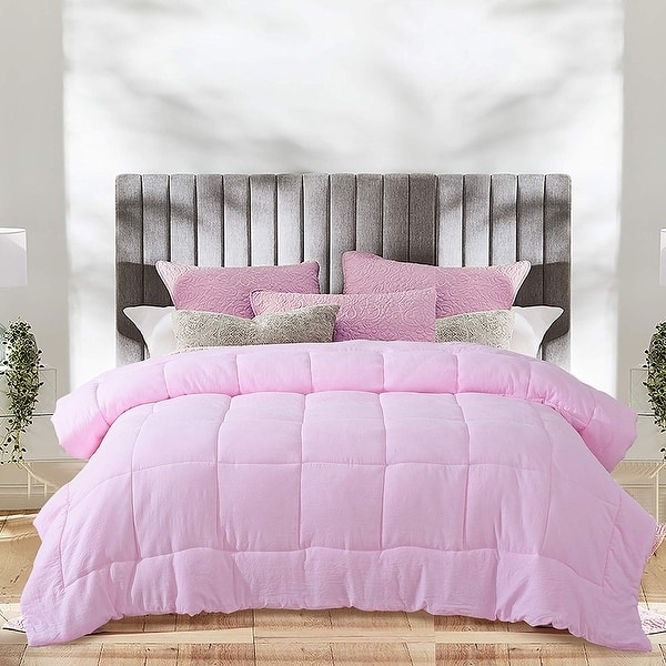 All Season Pre Washed Soft Microfiber White Goose Down Comforter Bed