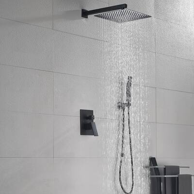 Matte Black Shower Set System Bathroom Luxury Rain Mixer Shower Combo