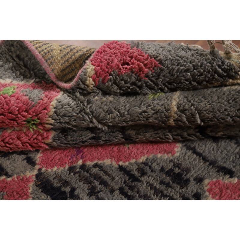 All-Over Geometric Moroccan Area Rug Handmade Wool Carpet - 5'10" x 9'7"
