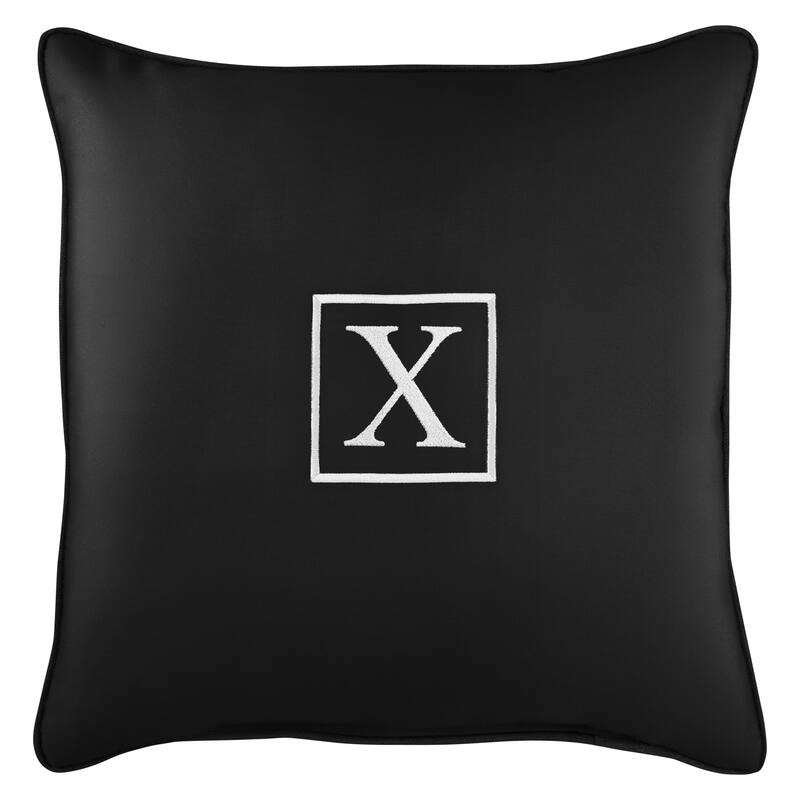 Monogram Corded Single Square Pillow by Havenside Home - "X" - Black
