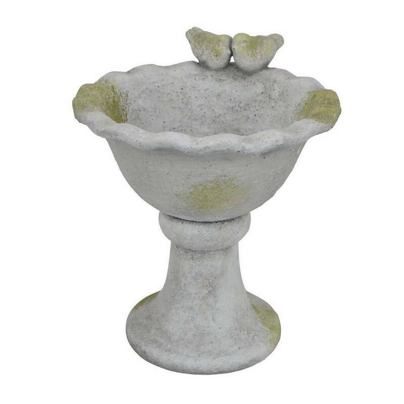 Ivina Bird Feeder Bird Bath, Gray and Green, Decorative, 12 Inch