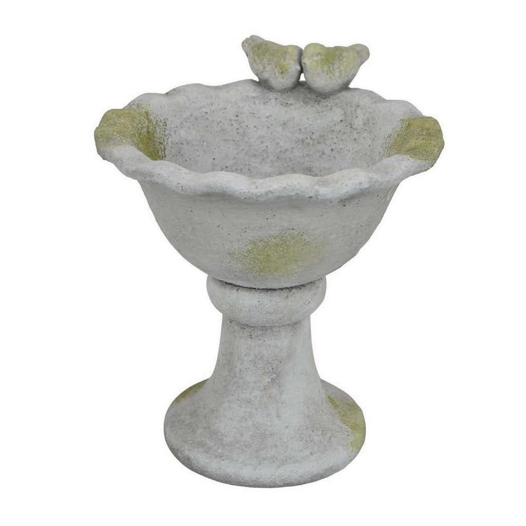 Ivina Bird Feeder Bird Bath, Gray and Green, Decorative, 12 Inch