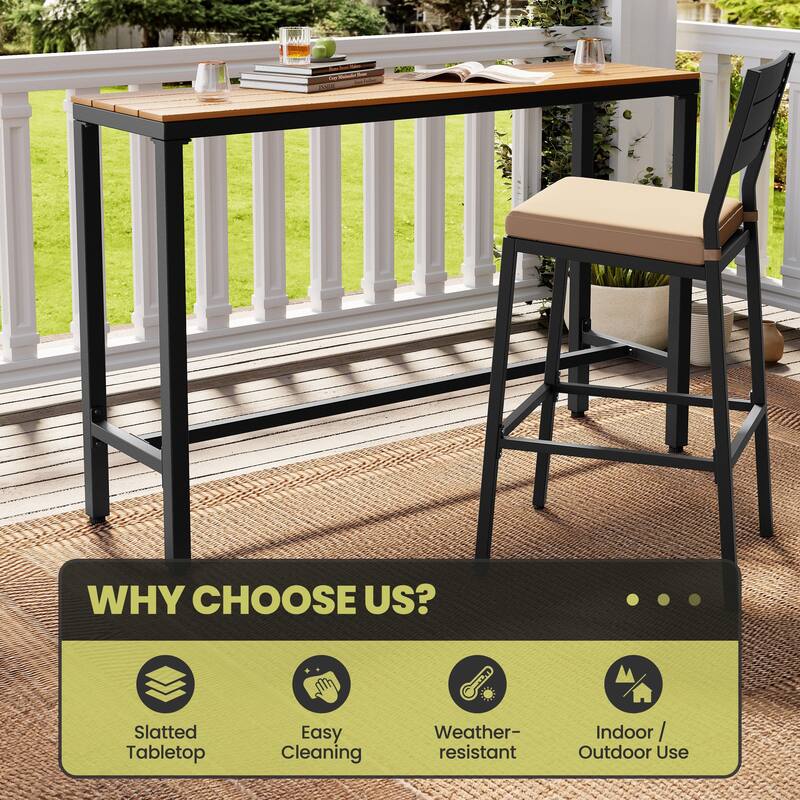 Outdoor Patio Barstool Bar Stools with Rectangle Bar Table