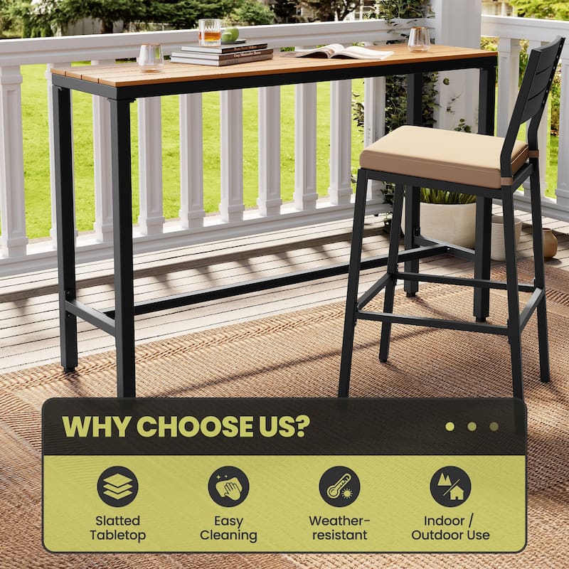 Crestlive Products Patio Outdoor Bar Table Rectangle Pub Table