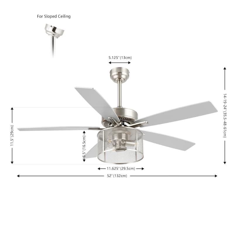 Oscar 52" 3-Light Farmhouse Industrial Iron/Wood Mobile-App/Remote-Controlled LED Ceiling Fan, by JONATHAN Y