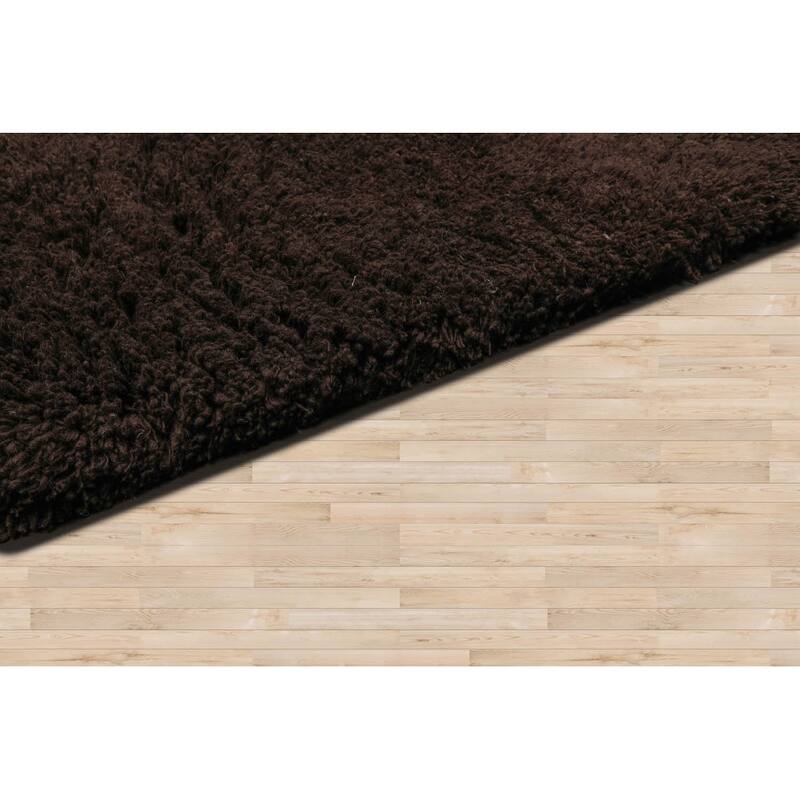 Hand Made Chocolate Shag Wool Modern & Contemporary Oriental Area Rug - 3' 2'' x 5' 3''