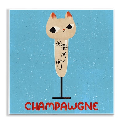Stupell Champawgne Feline Wine Wall Plaque Art Design By Carrie Cantwell