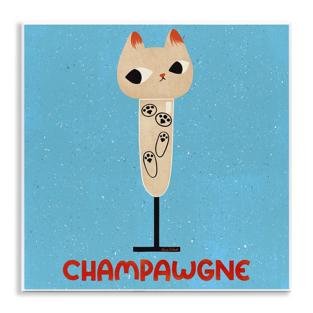 Stupell Champawgne Feline Wine Wall Plaque Art Design By Carrie Cantwell