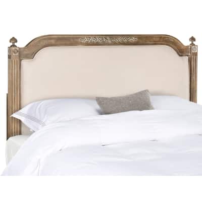SAFAVIEH Bedding Rustic Wood Beige Linen Full size Headboard - Beige / Rustic Oak