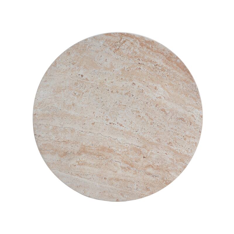 Outdoor Indoor Lightweight Concrete Side Table, Travertine Finish - 22.97