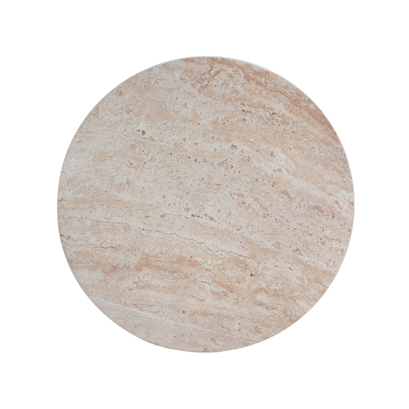 Roomfitters Outdoor Indoor Lightweight Side Table, Travertine Finish Accent Table for Patio, Garden, or Living Room
