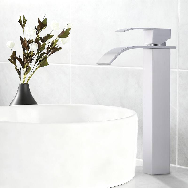 WOWOW Single Handle Single Hole Waterfall Bathroom Vessel Faucet