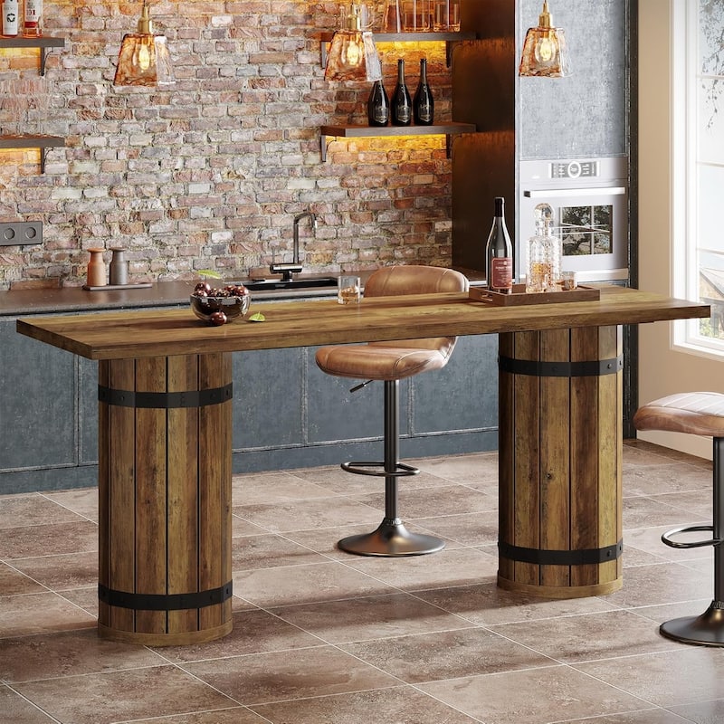 70.9-Inch Long Bar Table for Kitchen Nook, Home Bar, Small Bars - Brown