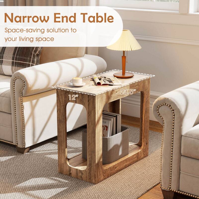 Costway 1/2 PCS 2-Tier End Table with Storage Shelf Hollow-out Design