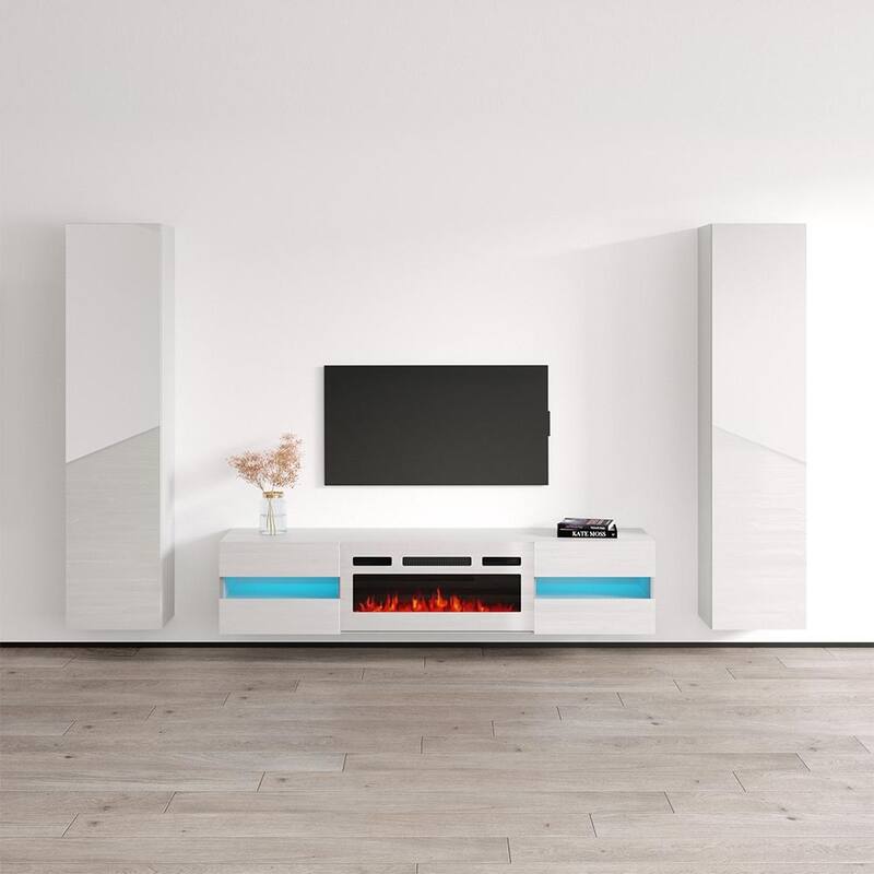 Metro WH-EF Floating Fireplace Entertainment Center - 40 - White