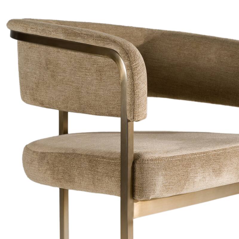 Modrest Sebastian Modern Brown Fabric & Antique Brass Counter Chair