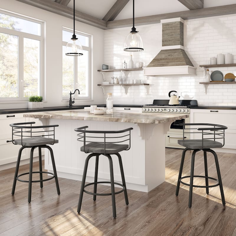 Amisco Brisk Swivel Counter Stool with Distressed Wood Seat