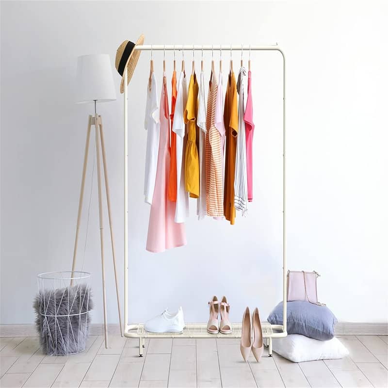 Clothing Rack with Industrial Pipe and Bottom Shelves - 17"D x 42.75"W x 64"H