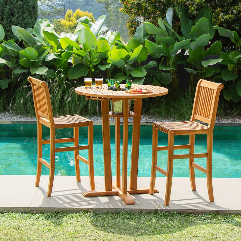 Cambridge Casual Paxton Teak wood Bar-height Patio Bistro Table