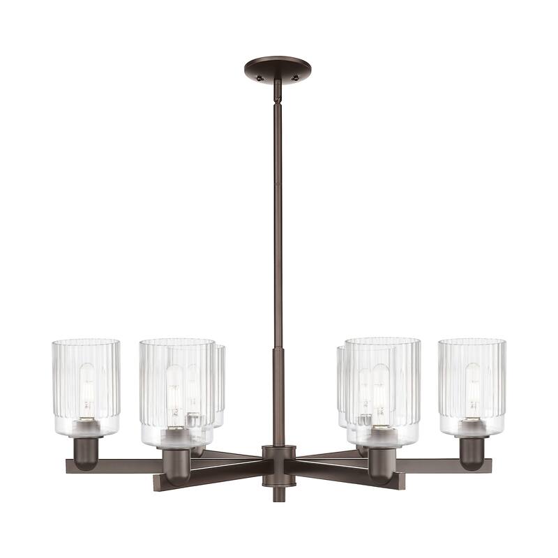 Innovations Lighting Endless Possibilities Arcadia - Hadley - 6 Light 34" Stem Hung Chandelier - Clear/Oil Rubbed Bronze