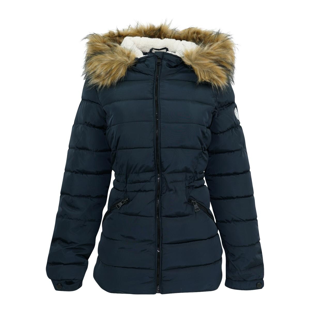 madden girl women's sherpa zip up jacket