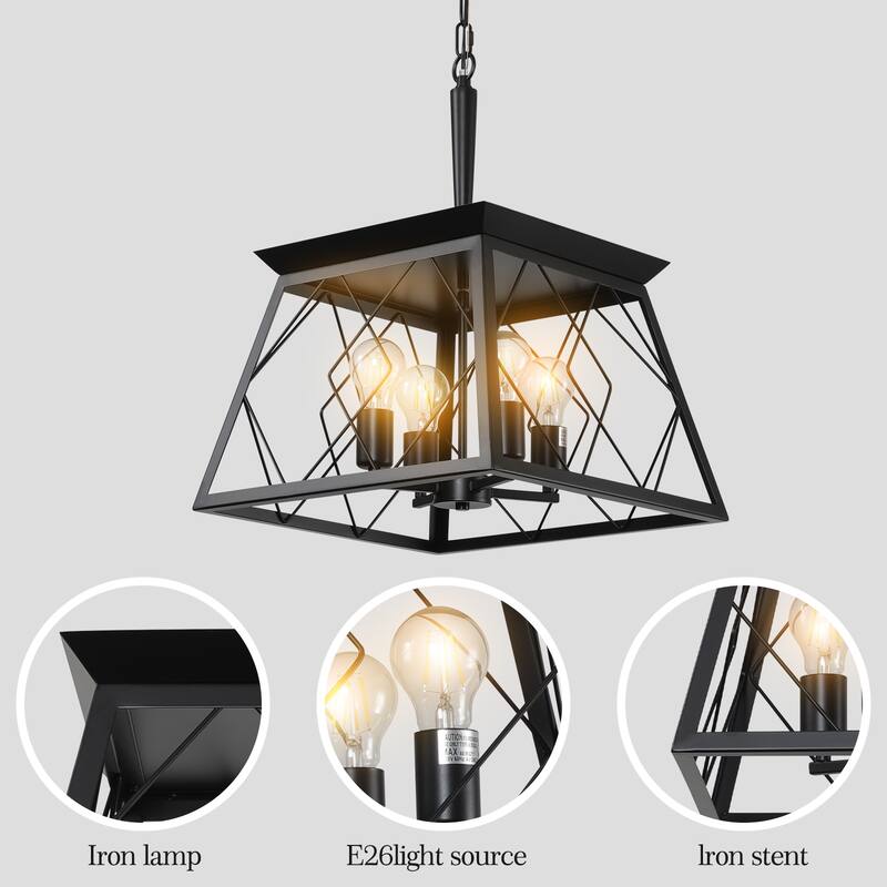 Farmhouse Chandelier 4-Light Vintage Antique Chandeliers Light Fixture For Kitchen Dining Room Living Room(No bulbs)