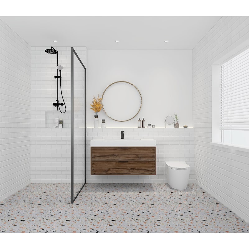 Savoy 42” Wall Mounted Bathroom Vanity in Americana with Cultured Marble Top and Integrated Sink