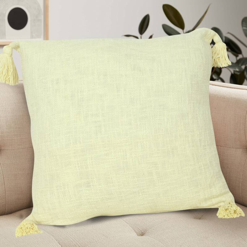 Sevita Solid Cotton Throw Pillow with Tassels