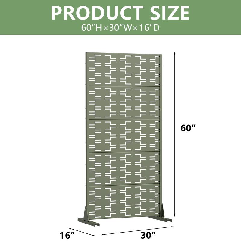 72" H×47"W Dovelina Black Outdoor Freestanding Metal Privacy Screen Decorative Garden Fence