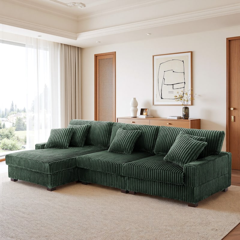UIXE Upholstered Plush Velvet L Shaped Couch Modular Sofa