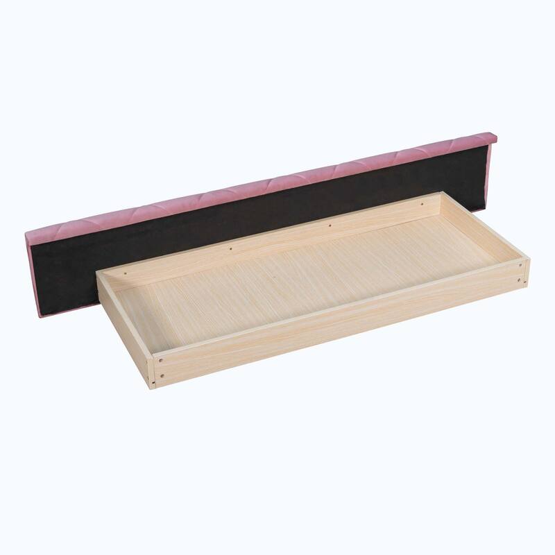 Queen Size Upholstered Platform Bed with Wingback Headboard and 1 Big Drawer,2 Side Storage Stool