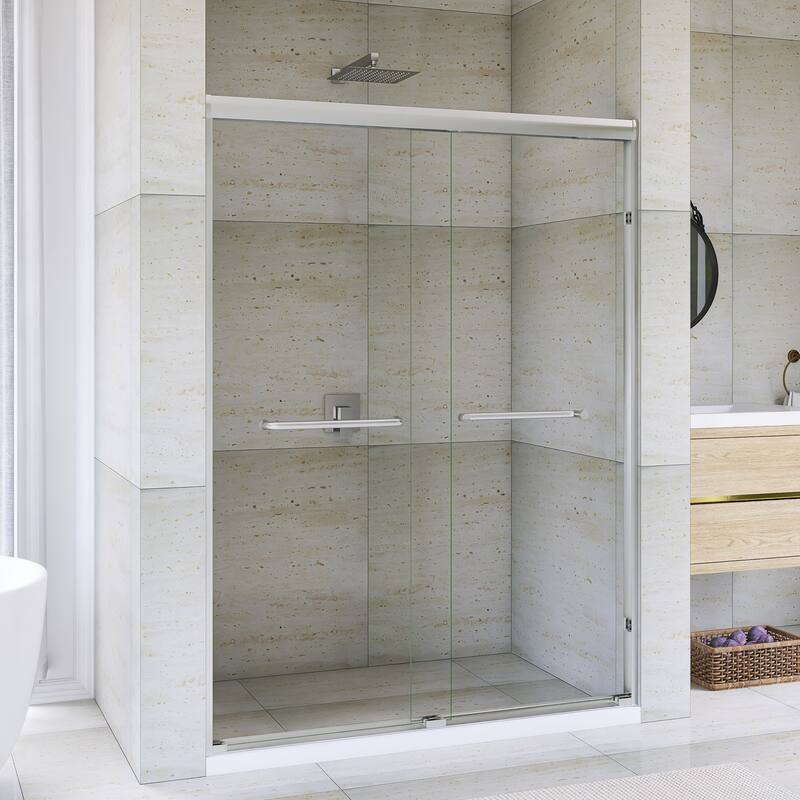 Double Sliding Framed Shower Door in Matte Black Finish
