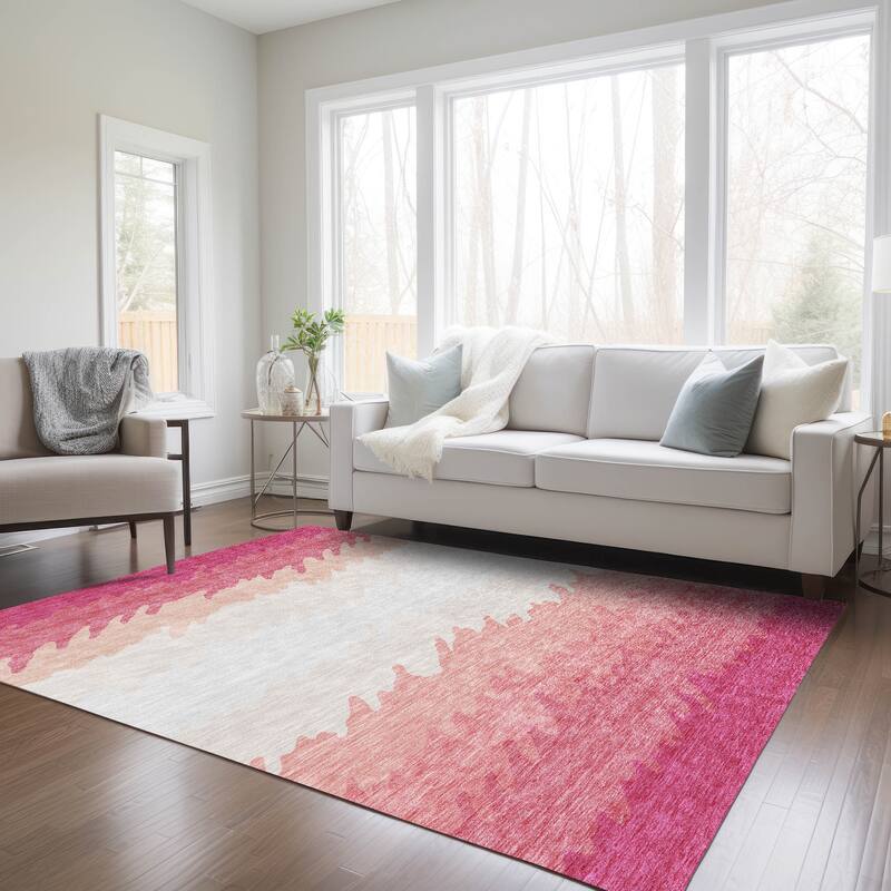 Machine Washable Indoor/ Outdoor Chantille Abstract Ombre Rug