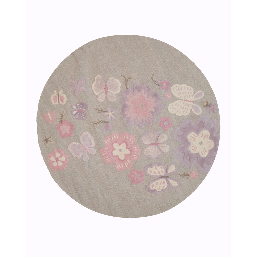 Orange Hand-Tufted Wool Contemporary Swirl Rug, 4' Round, Bold Colorful Accent - L