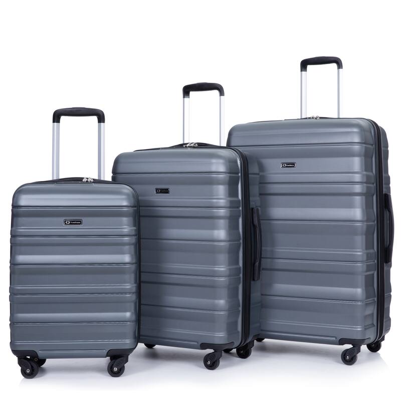 3 Piece PC Expandable Luggage Sets, Modern Lightweight Durable Suitcase with TSA Lock, Two Hooks and Spinner Wheels
