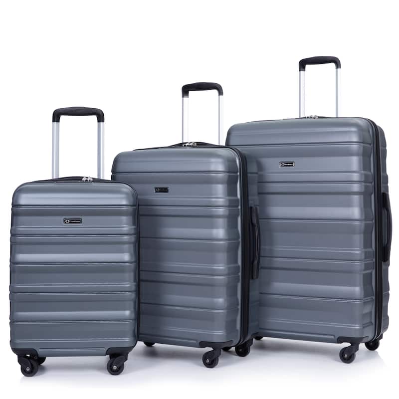 Expandable 3 Piece Luggage Sets PC Lightweight & Durable Suitcase with Two Hooks, Spinner Wheels, TSA Lock, (21/25/29)