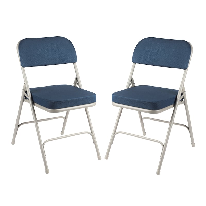 Hampden Furnishings Bernadine Collection Deluxe Fabric Padded Folding Chair, Pack of 2 - Blue