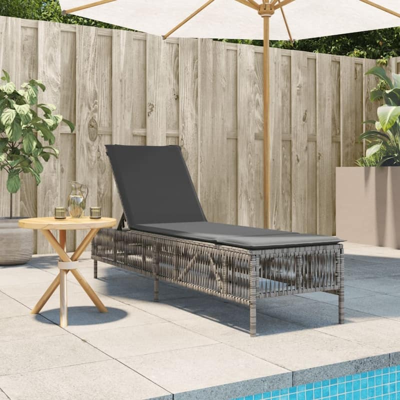 vidaXL Sun Lounger with Cushion Daybed Chaise Lounge Patio Furniture Poly Rattan - 21.7 x 77.9 x 37.8