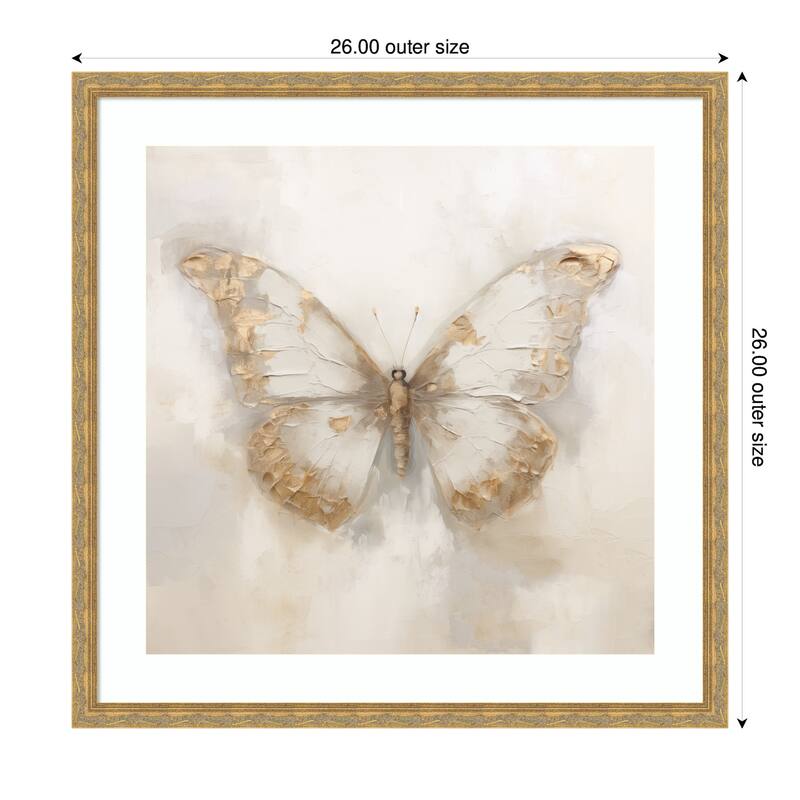Kate and Laurel Framed Art Butterfly Neutral 2 by The Creative Bunch Studio