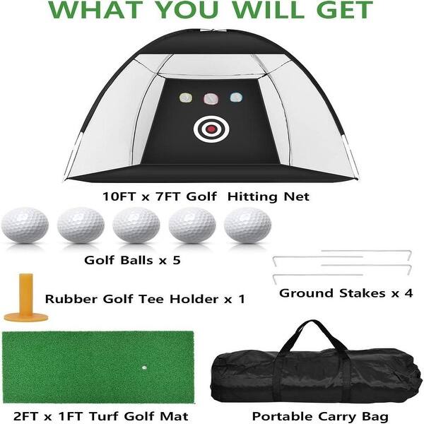 slide 2 of 5, Wellco Golf Practice Net, Golf Hitting Aids Nets for Backyard Driving Chipping, Home Golf Swing Training, Outdoor Sports white and black