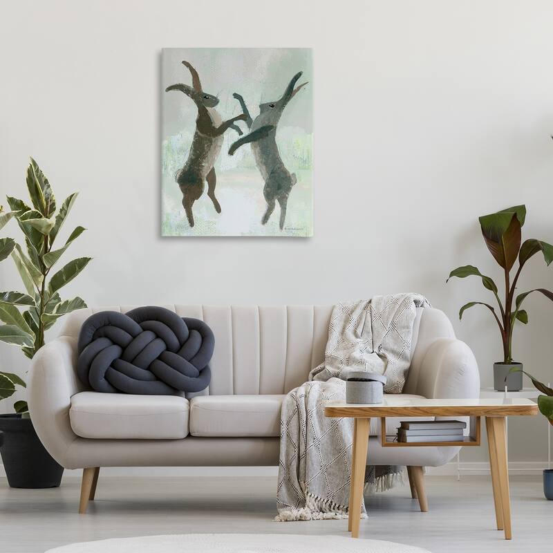 Stupell Boxing Hares Impression Canvas Wall Art Design By Kay Widdowson