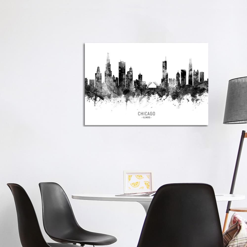 iCanvas "Chicago Illinois Skyline Black And White" by Michael Tompsett Canvas Print