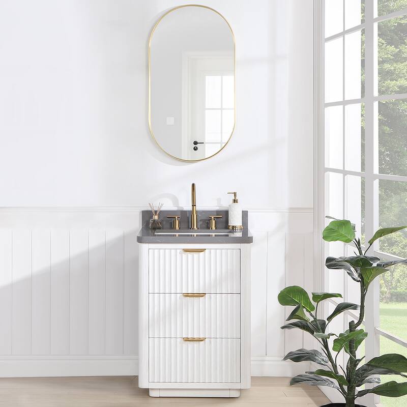 Cadiz Bath Vanity with Composite Stone Top and Mirror