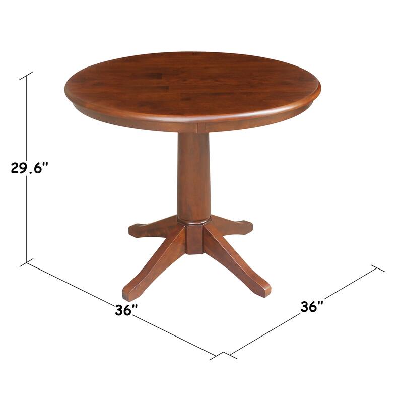 International Concepts Solid Wood 36" Round Pedestal Dining Table