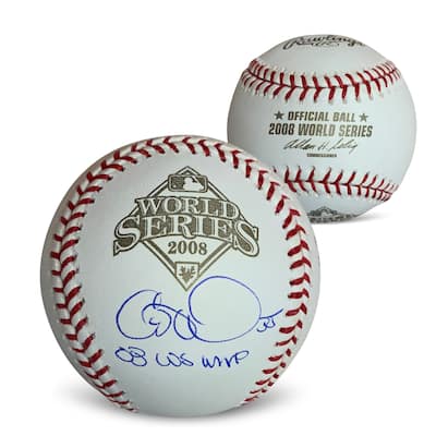 Cole Hamels Autographed 2008 World Series MVP Stats Signed Baseball Beckett COA With UV Display Case - 8'6" x 11'6"