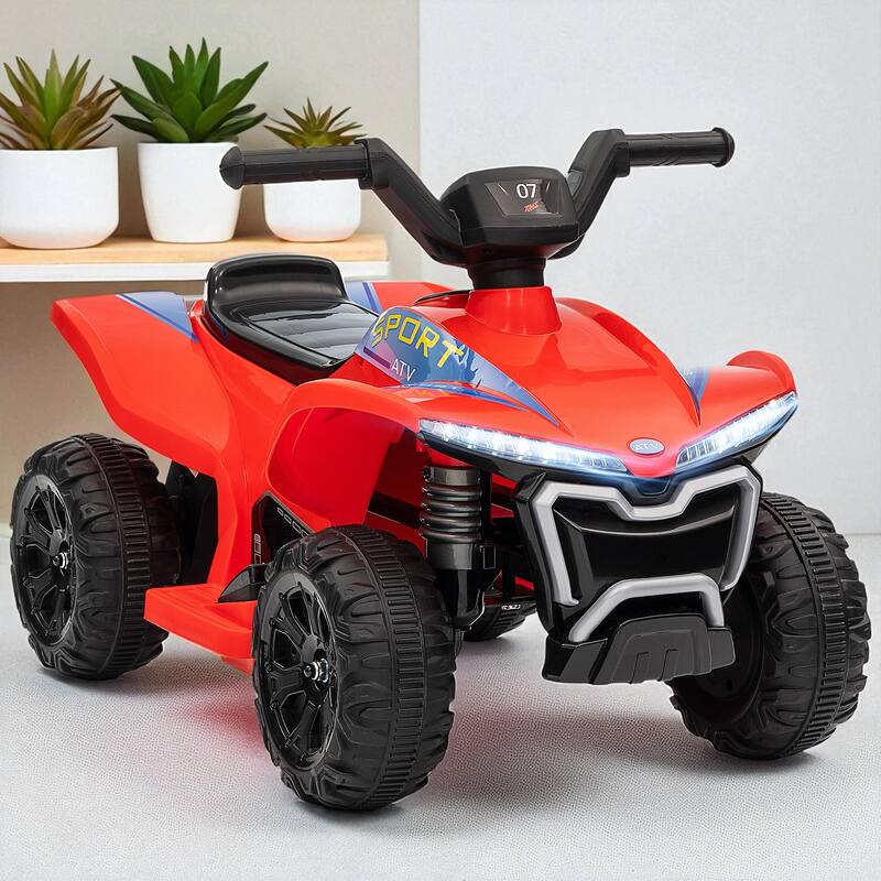 6V Kids ATV Ride-On Quad with 1.6MPH Max Speed, Rechargeable Battery, Forward & Reverse for Toddlers - Red