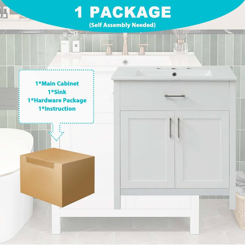 30-Inch Bathroom Vanity with Ceramic Sink